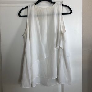 White layered sleeveless blouse